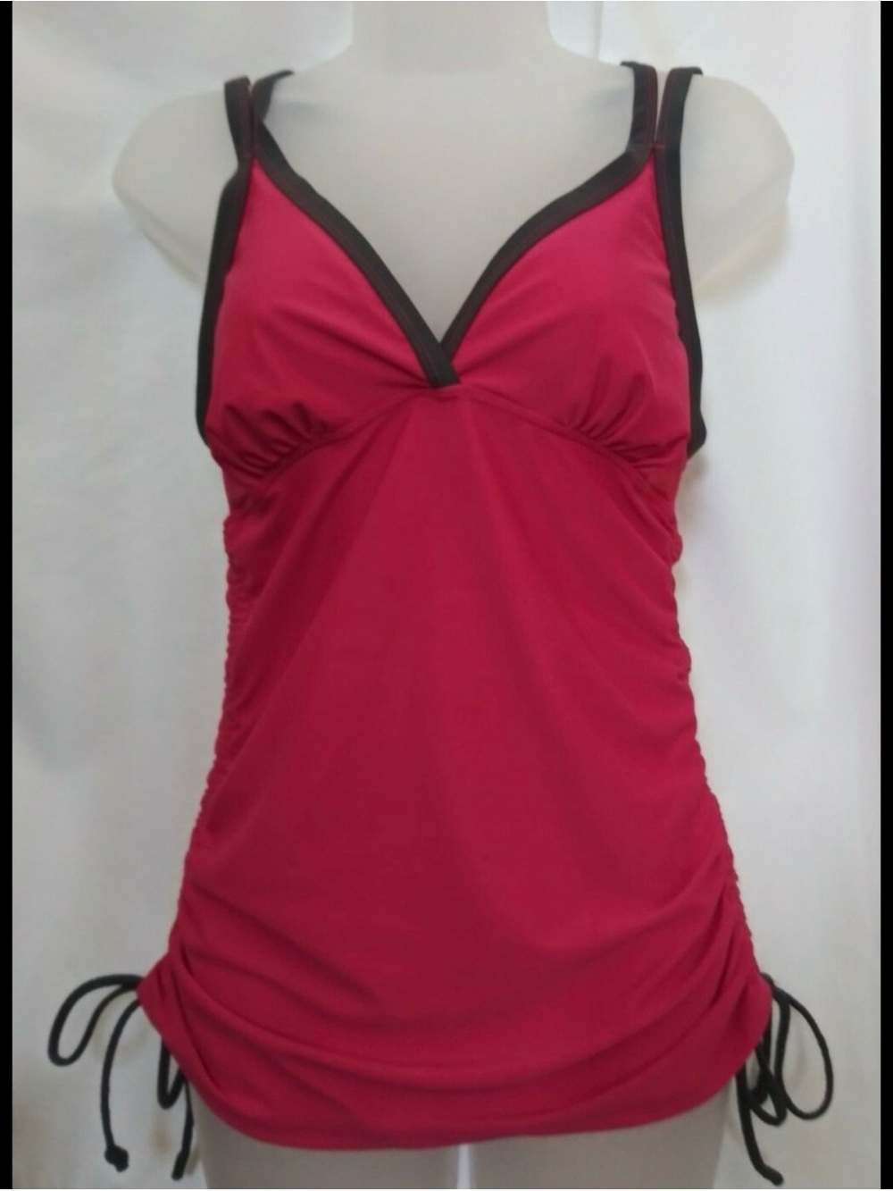 Free Country Hot Pink and Black Tankini Swim Top